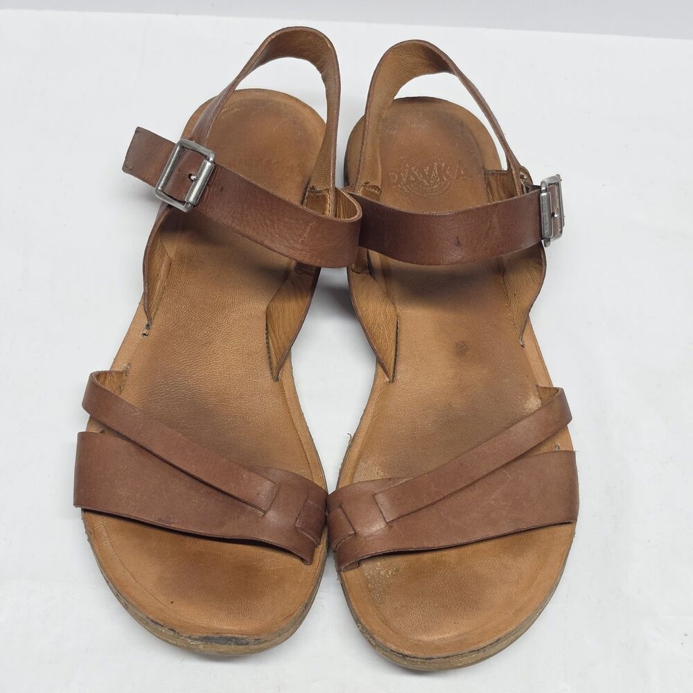 The Original Davka Brown Leather Modern Greek Sandals Everyday EU 41 US 9.5 - 10